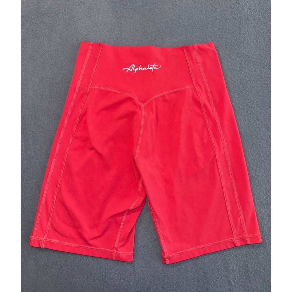 Alphalete Pulse Kinetic High Waisted Compressive Biker Shorts Coral Pink XS